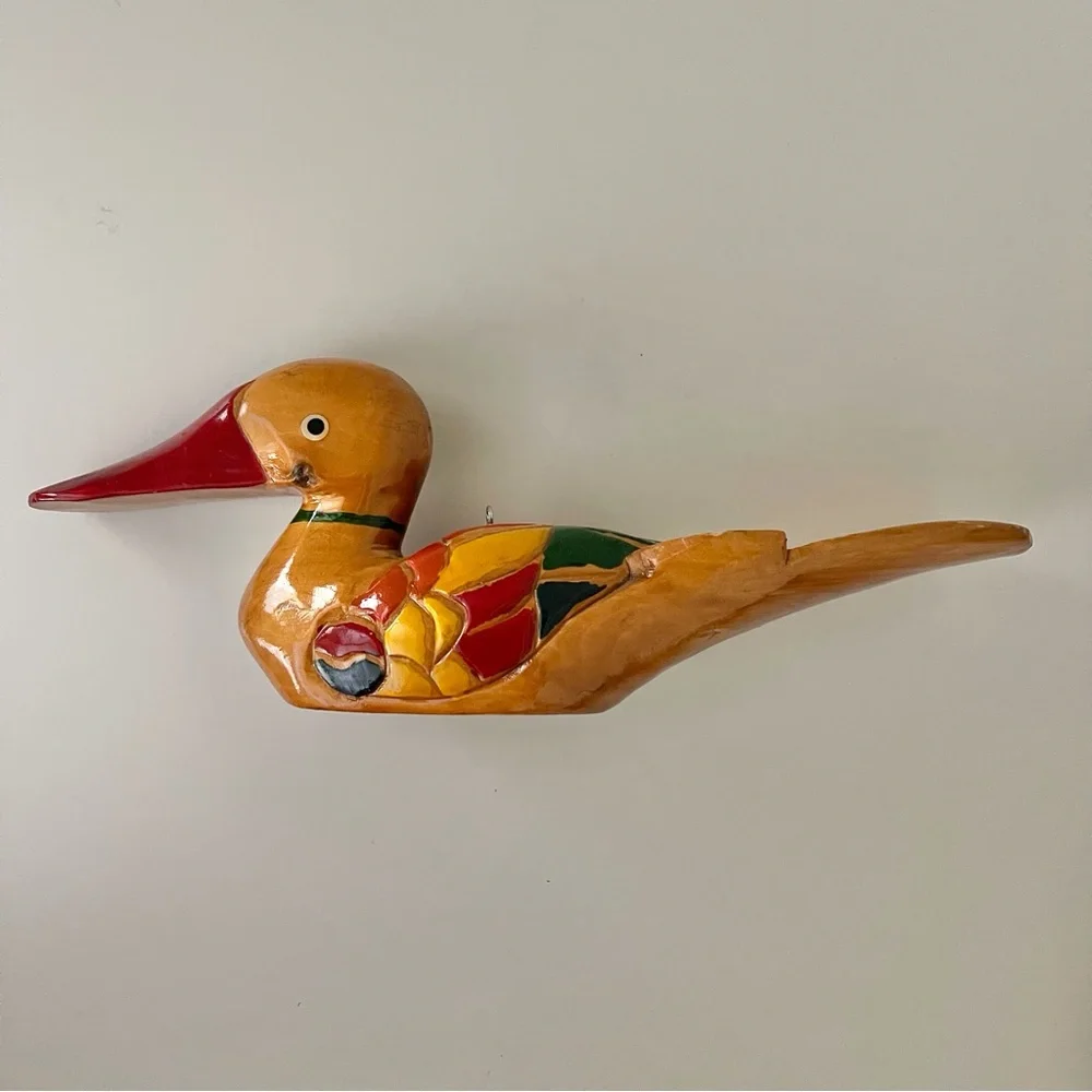 Vintage Folk Art Hand Carved Wooden Korean Wedding Duck - Picture 3 of 9